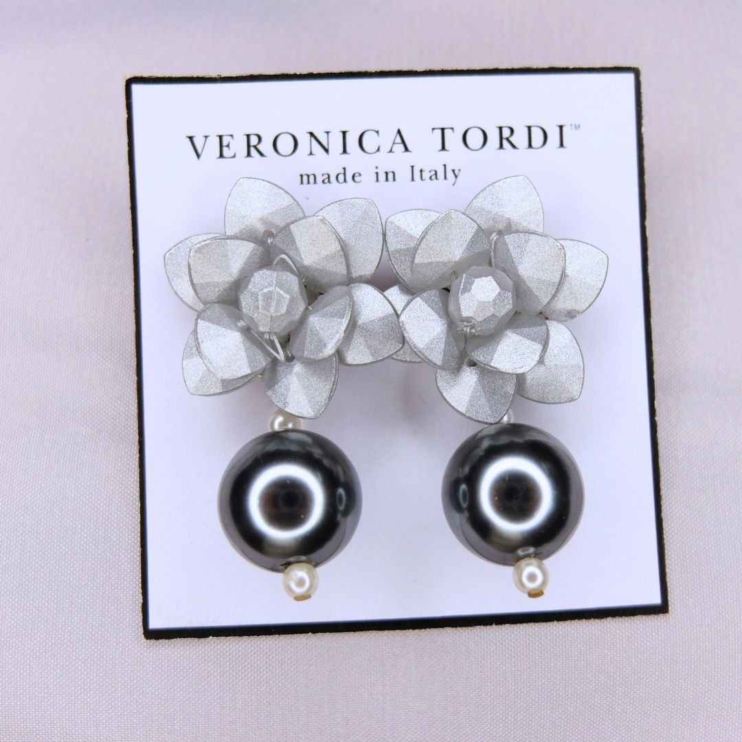 Orecchini Giglio Argento Seta con Perla