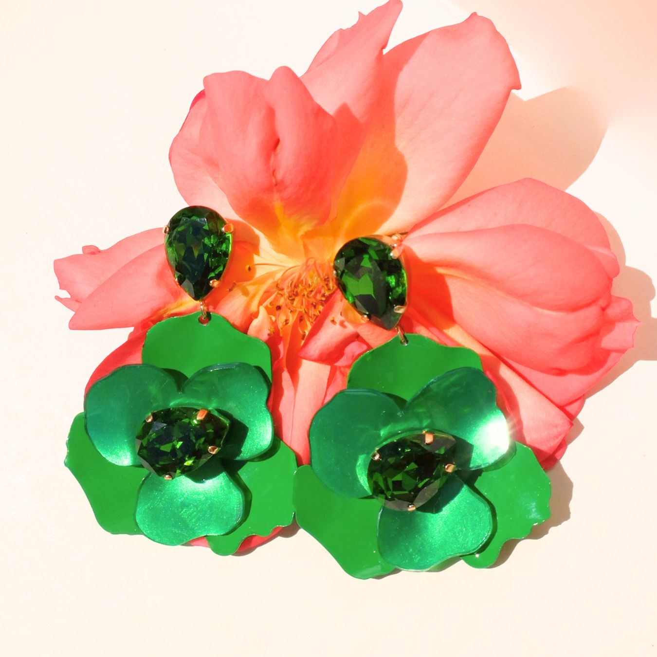 Orecchini Malva con Pietra - Verde Giada Pendenti