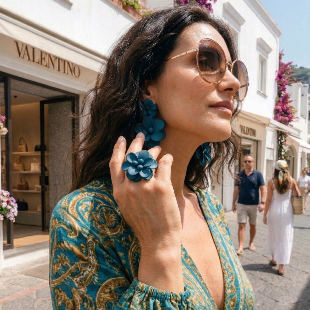 Orecchini Ibisco Pavone due fiori