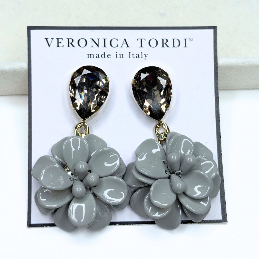 Orecchini Ibisco Grigio Lucido Pendenti con goccia Black Diamond