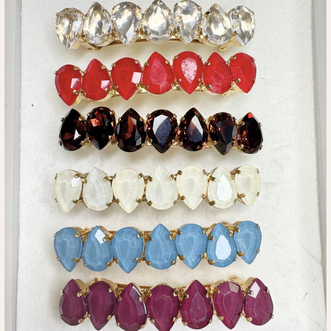 Fermacapelli con pietre dipinte a mano - GOCCE MEDIUM