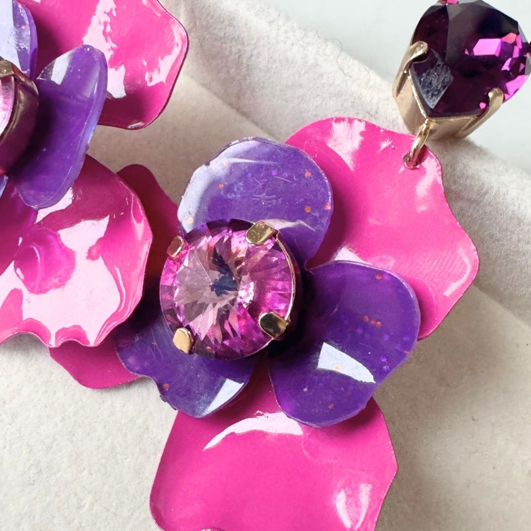 Orecchini Malva Pendenti - Ciclamino e viola con cristalli