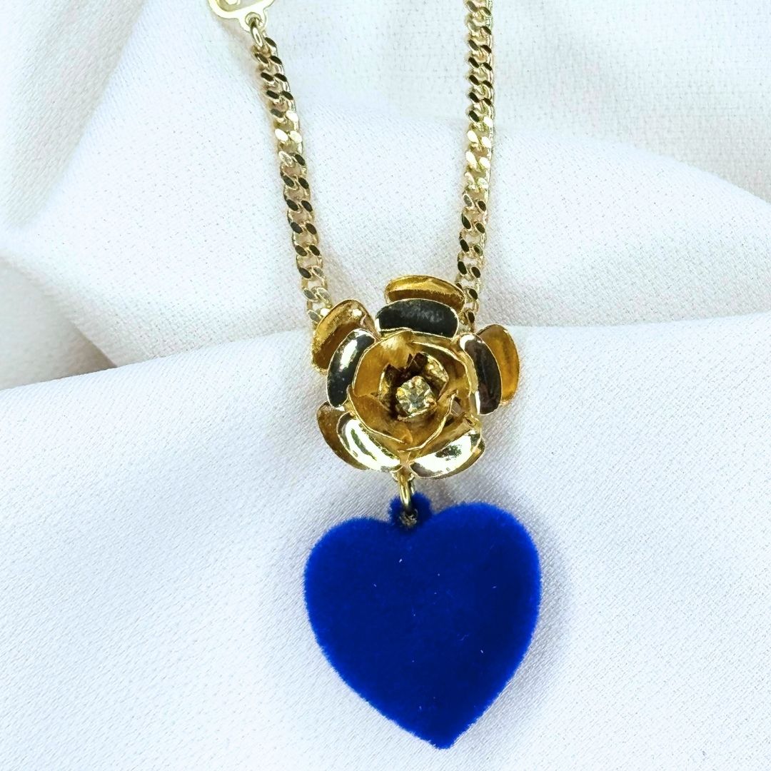 Ciondolo "Cuore" Blu elettrico velluto