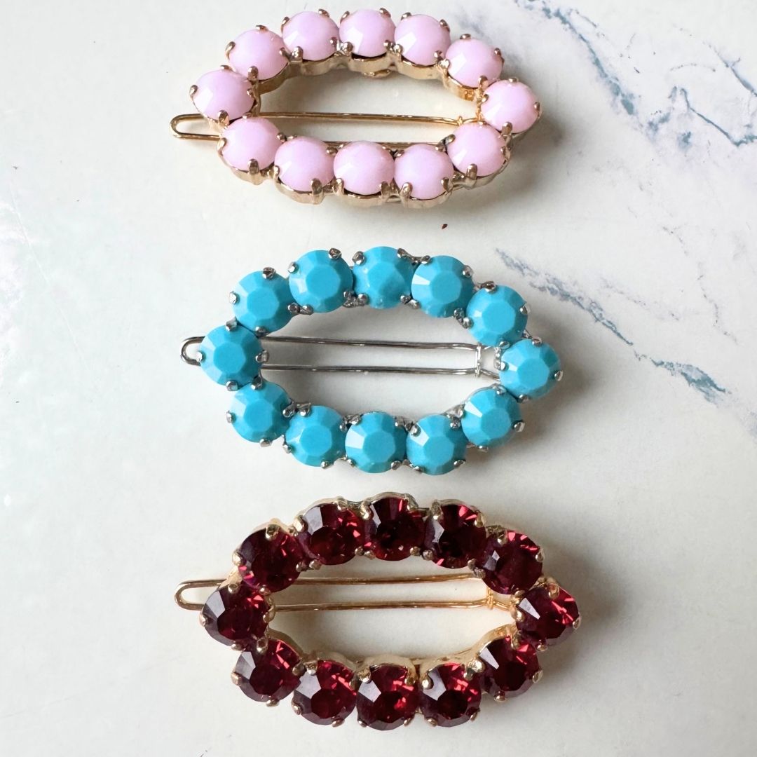 Fermacapelli Kate a barretta - ovale con cristalli