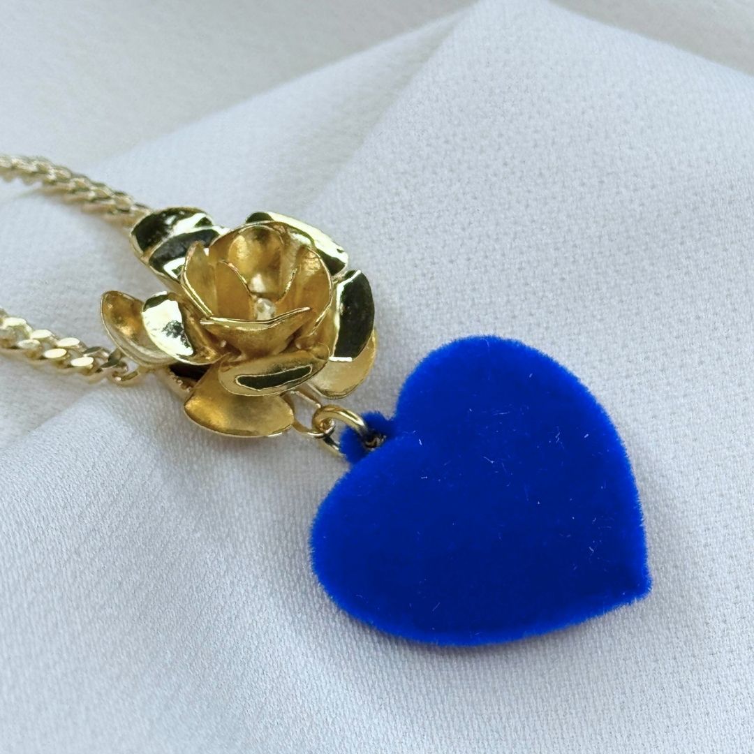 Ciondolo "Cuore" Blu elettrico velluto