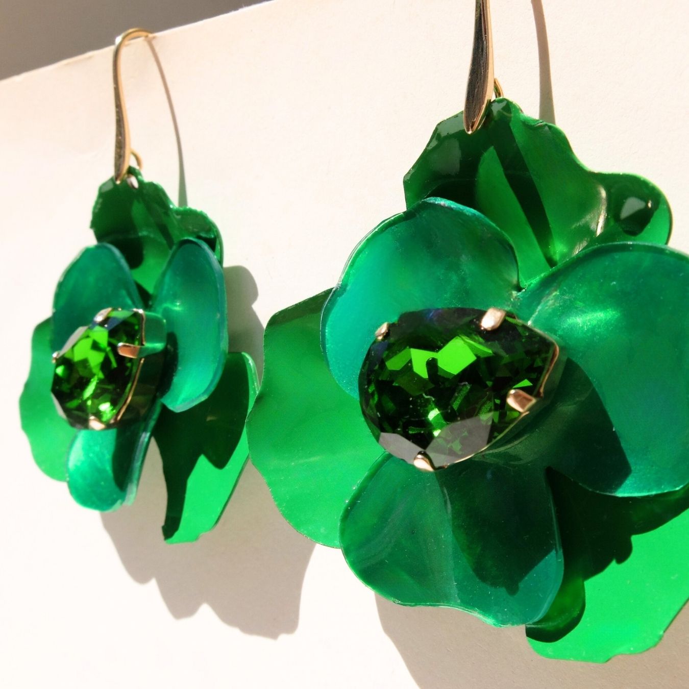 Orecchini Malva - Verde Giada Pendenti con monachella