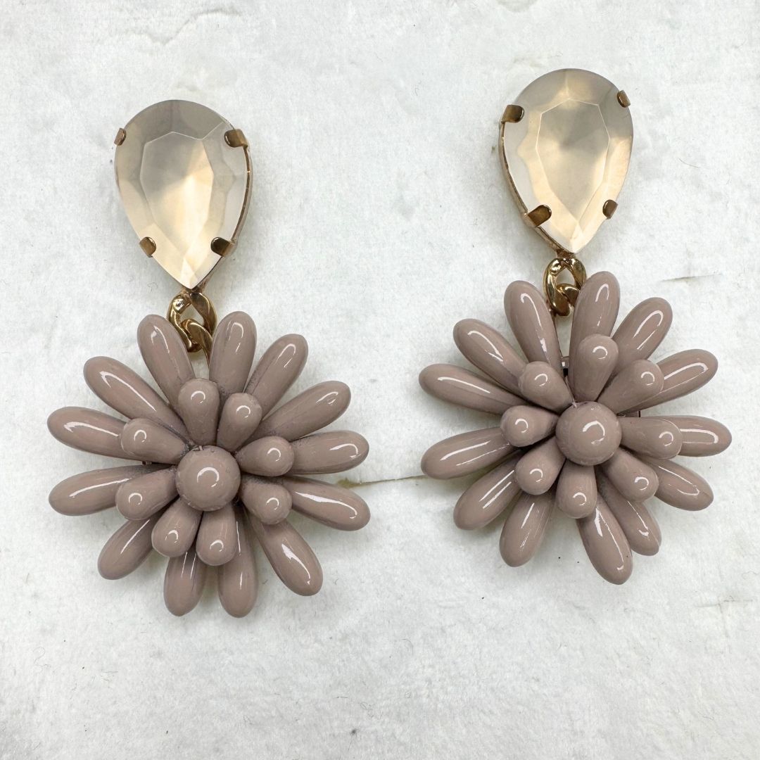 Orecchini Fiordaliso Nocciola Finitura Lucida con goccia