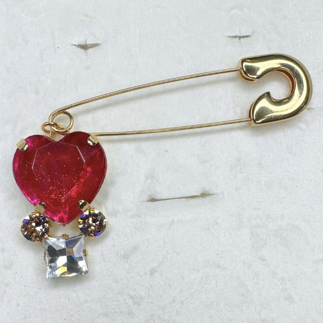 Spilla Cuore Matto - Rosso con glitter