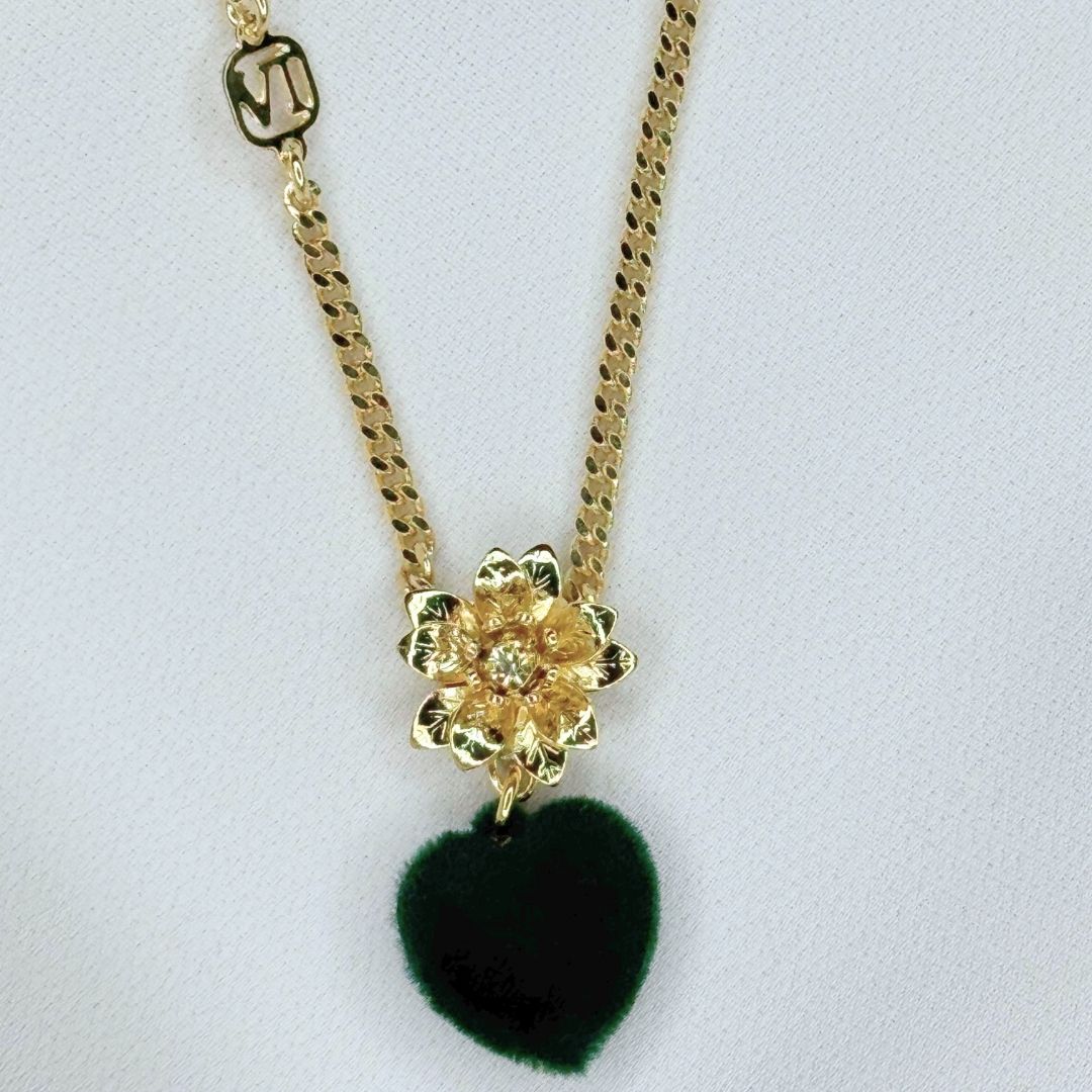 Ciondolo Mini Adele "Cuore" Verde Foresta velluto