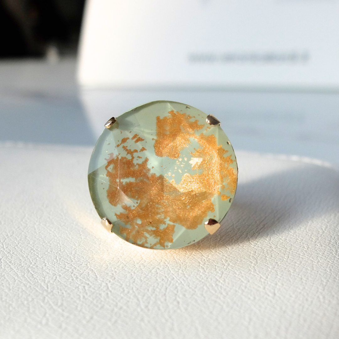 Anello Corallo Salvia con effetto marmorino (dipinta a mano)