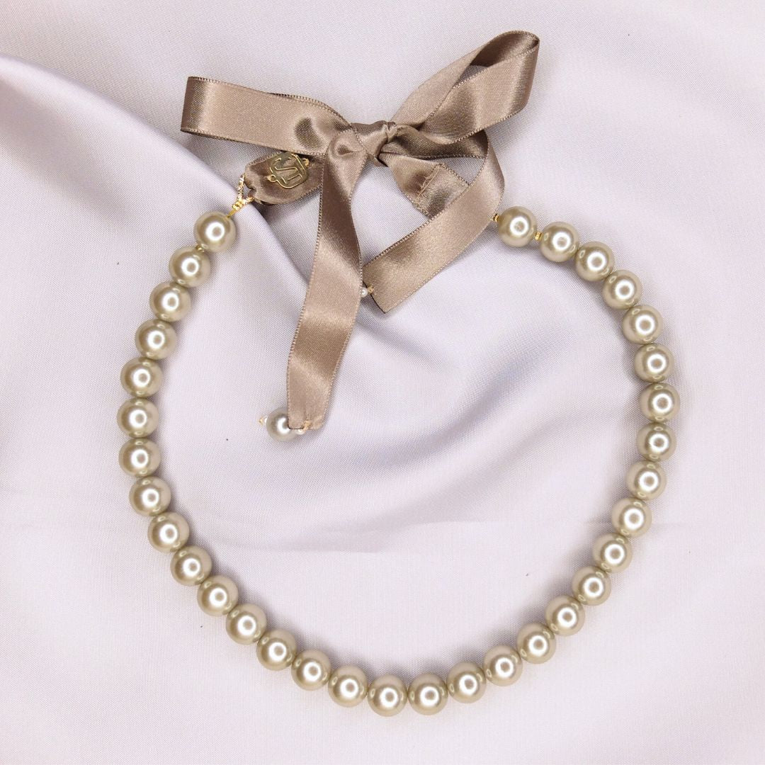 Audrey Pearl Necklace with Black Satin