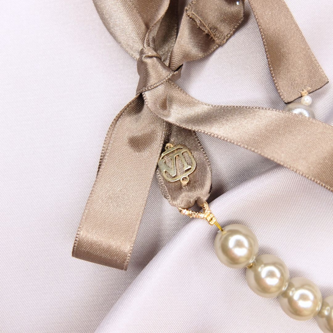 Audrey Pearl Necklace with Black Satin