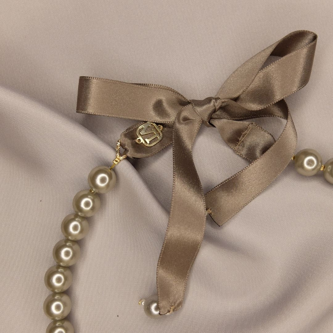 Audrey Pearl Necklace with Black Satin