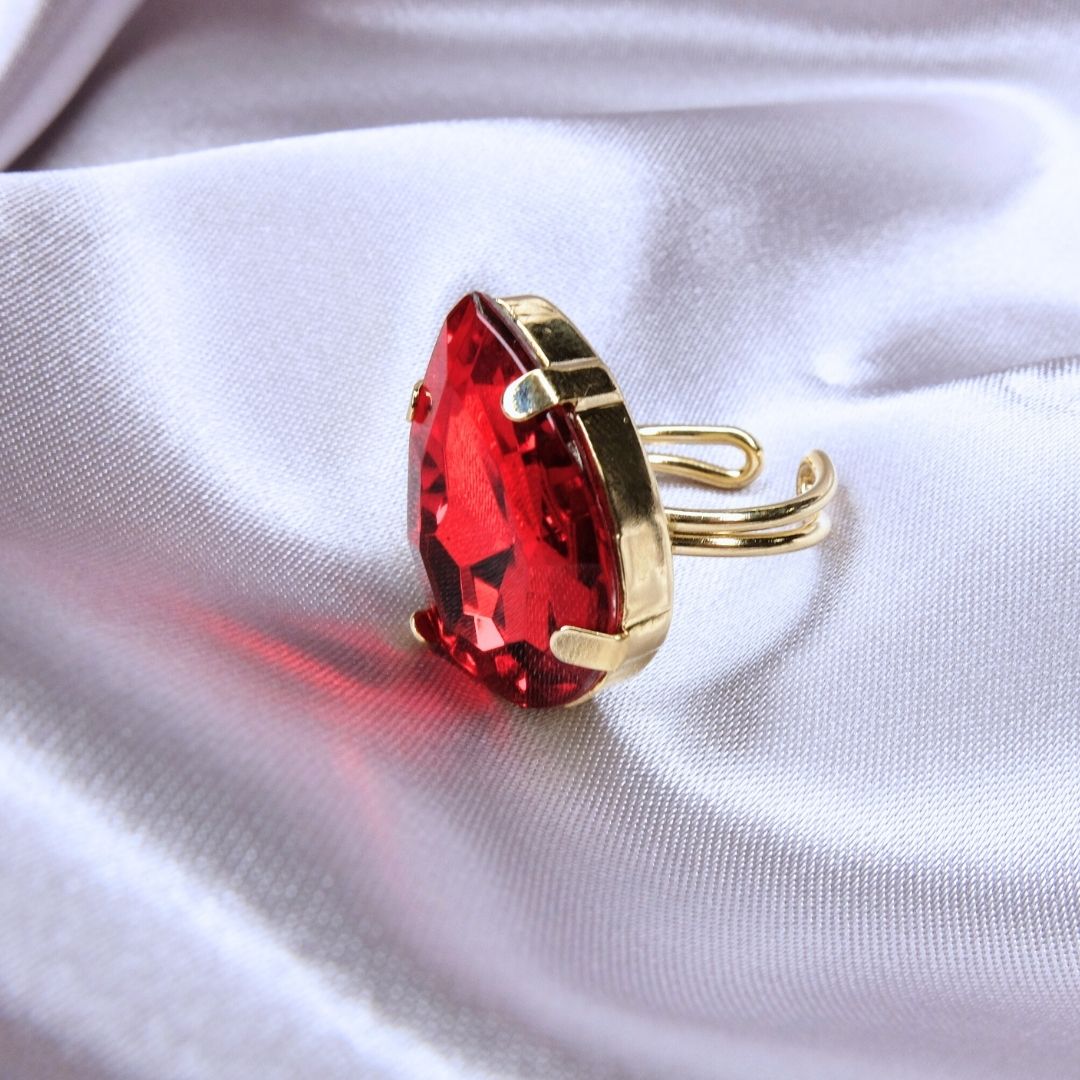 Anello Goccia Rosso Rubino - regolabile