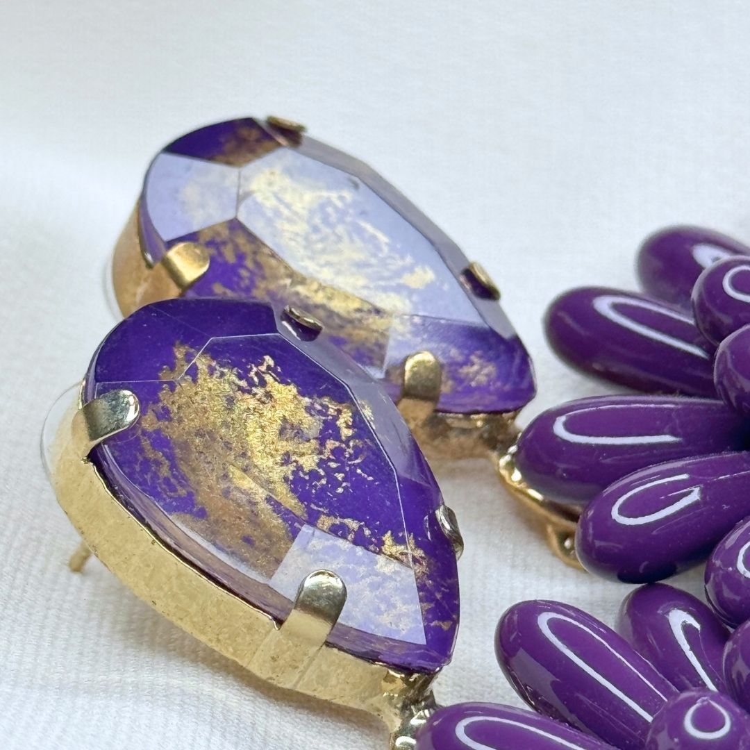 Ice Blue Cornflower Earrings Glossy Finish