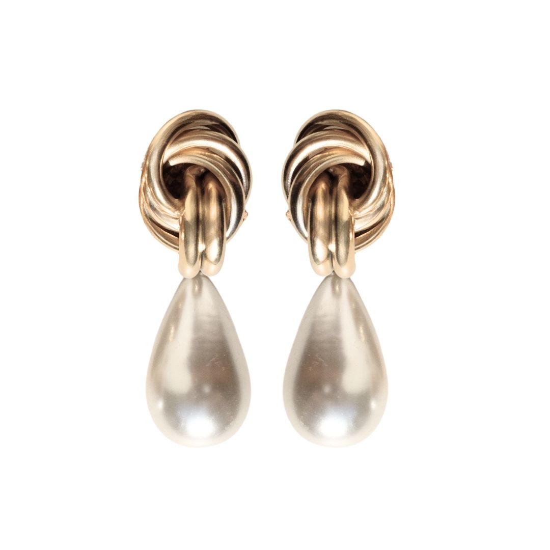 Orecchini Nodo Golden con perla pendente