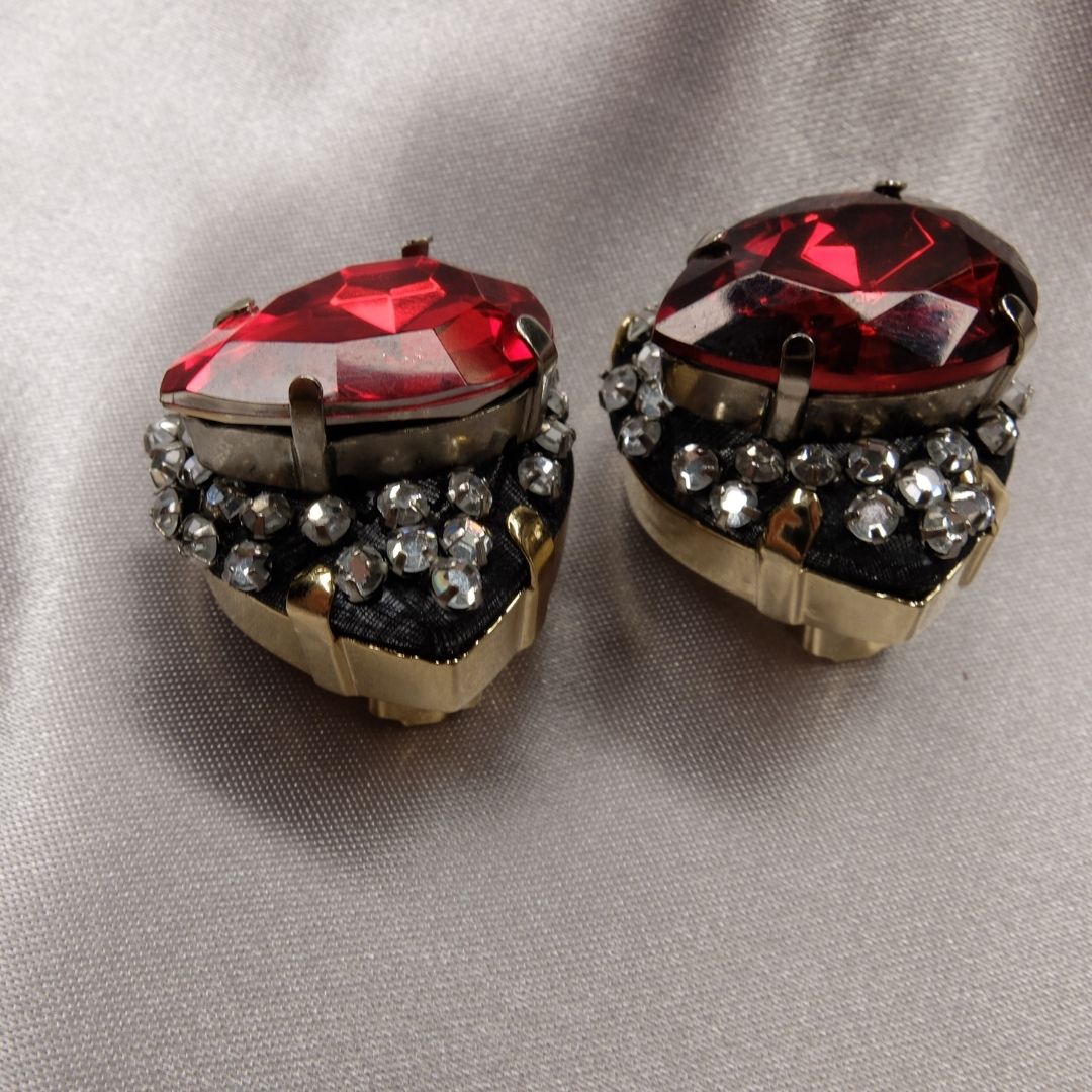 Orecchini Cuore di Rubino - con goccia in Rubino Rosso