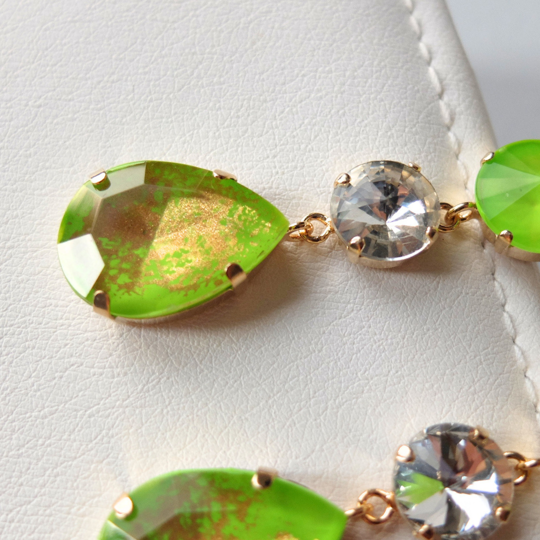 Orecchini Aba Gocce Verde Lime con effetto marmorino (dipinte a mano)