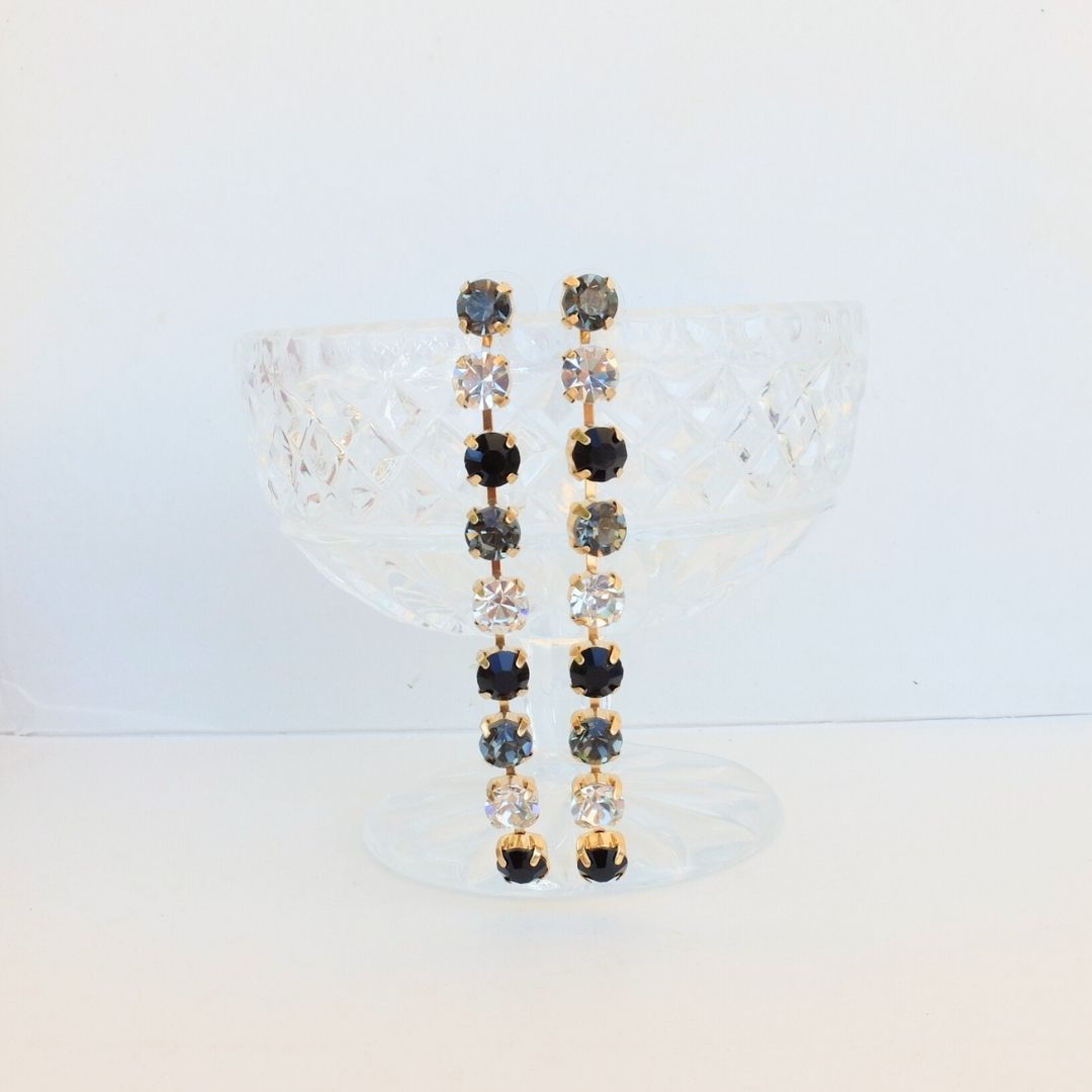 Golden Peony Crystal Drop Earrings