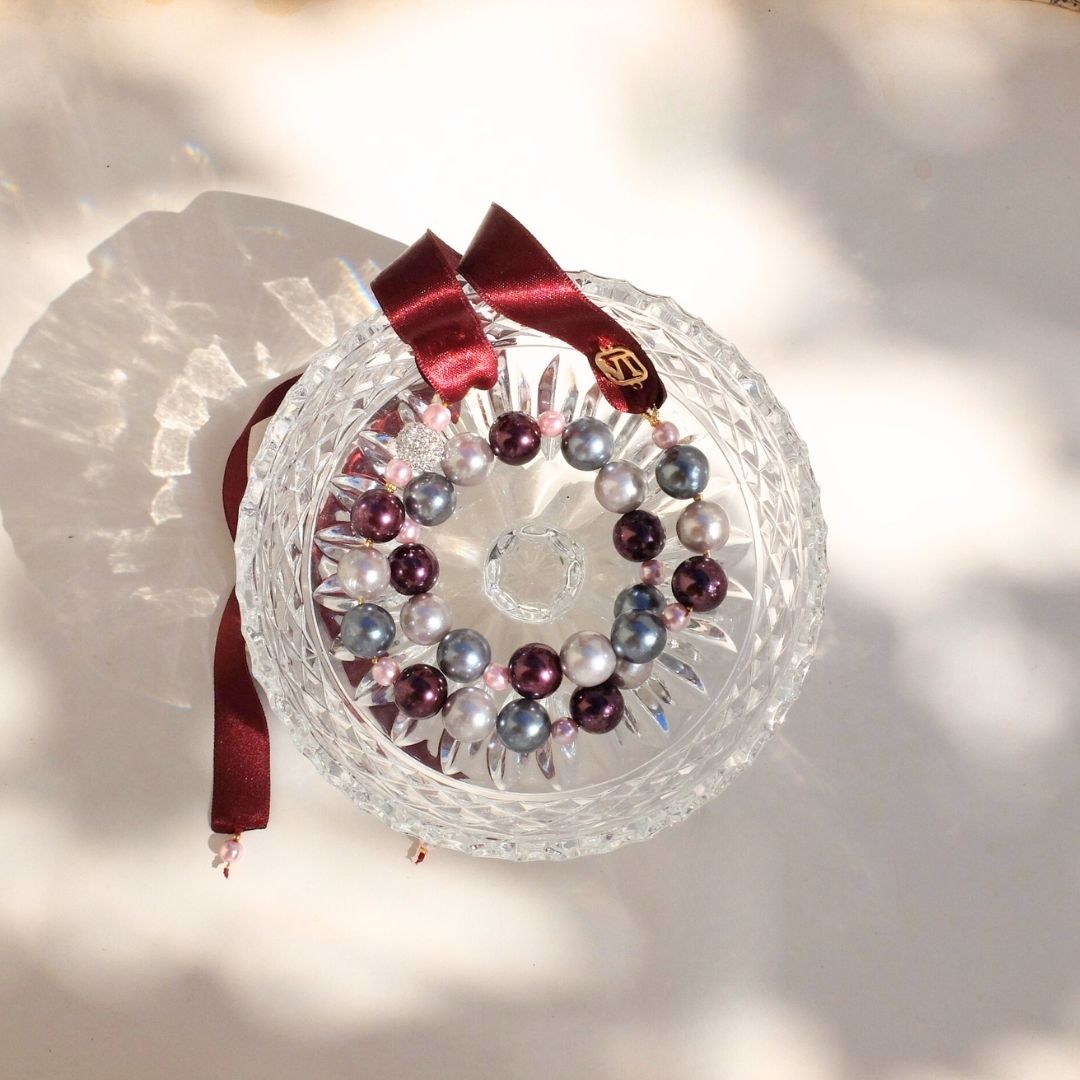Audrey Pearl Necklace with Black Satin