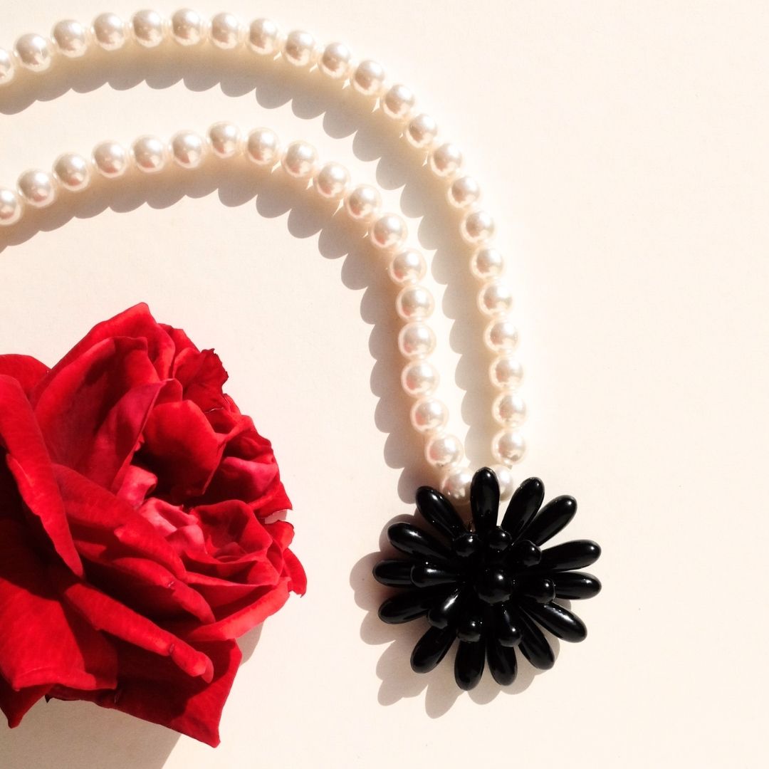 Cornflower Necklace with Pearls