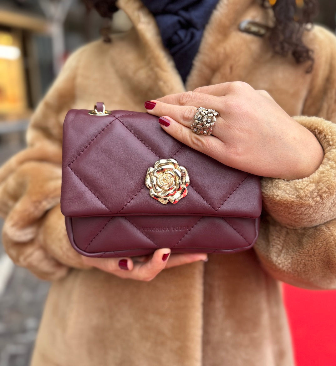 Borsa Gabriella in pelle borgogna