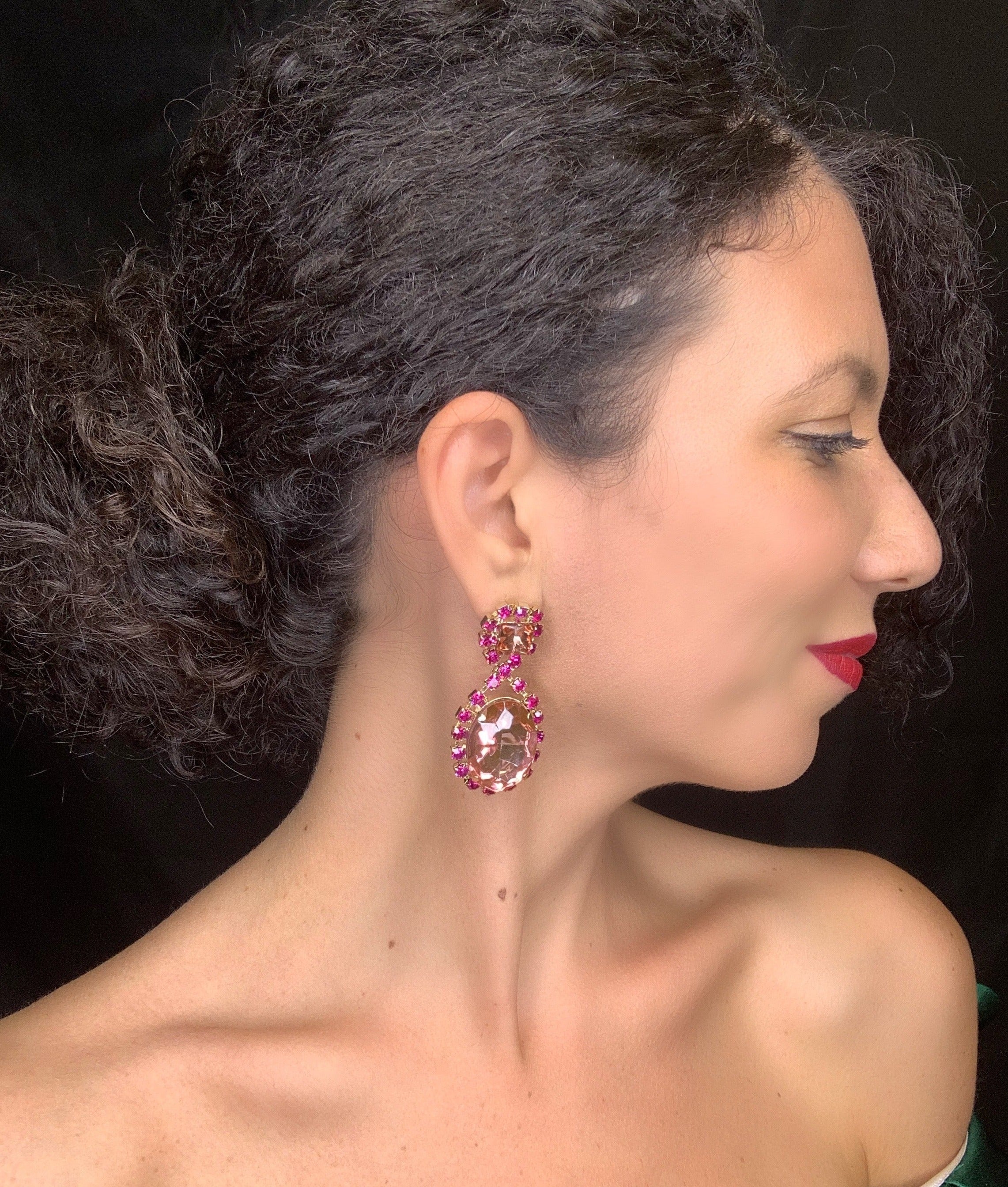 Orecchini Gemme "Maria" - Zaffiro Fucsia e Pesca
