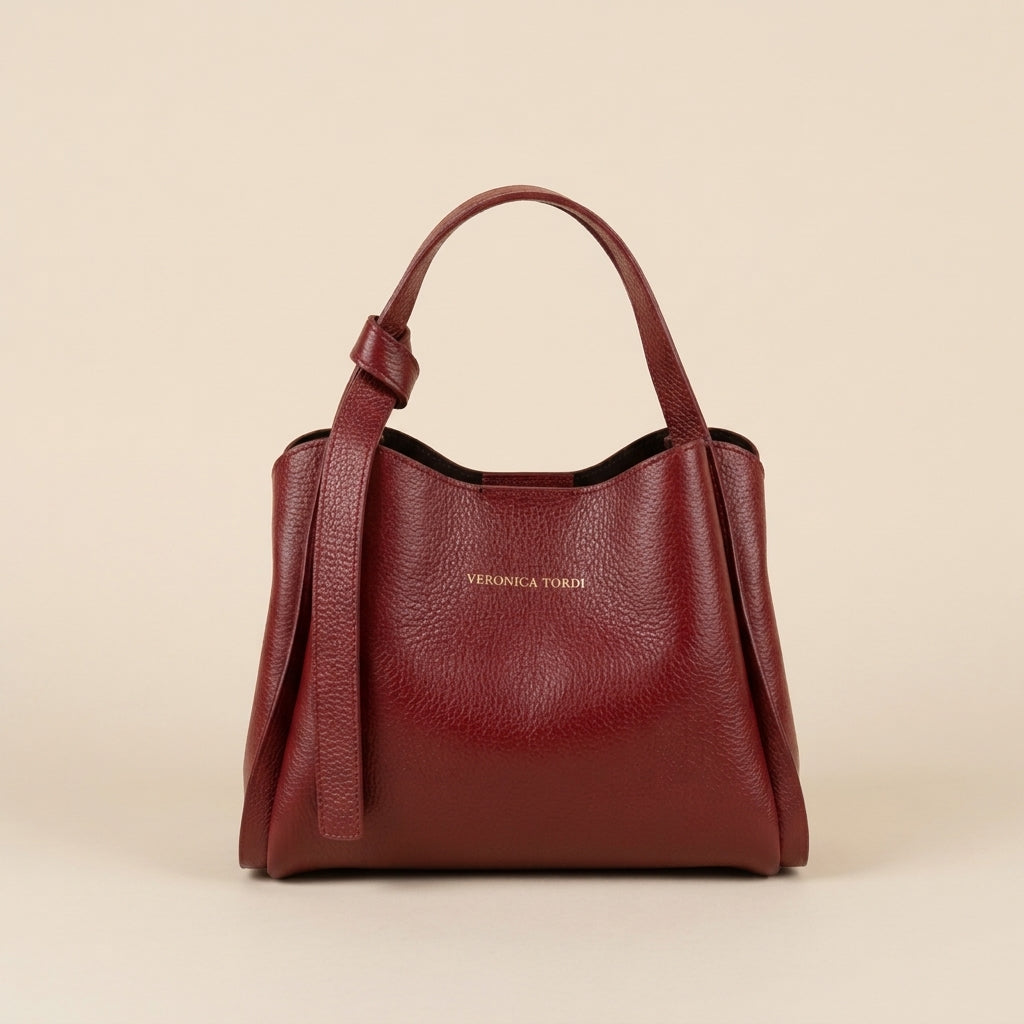 Borsa Vittoria in pelle - Borgogna