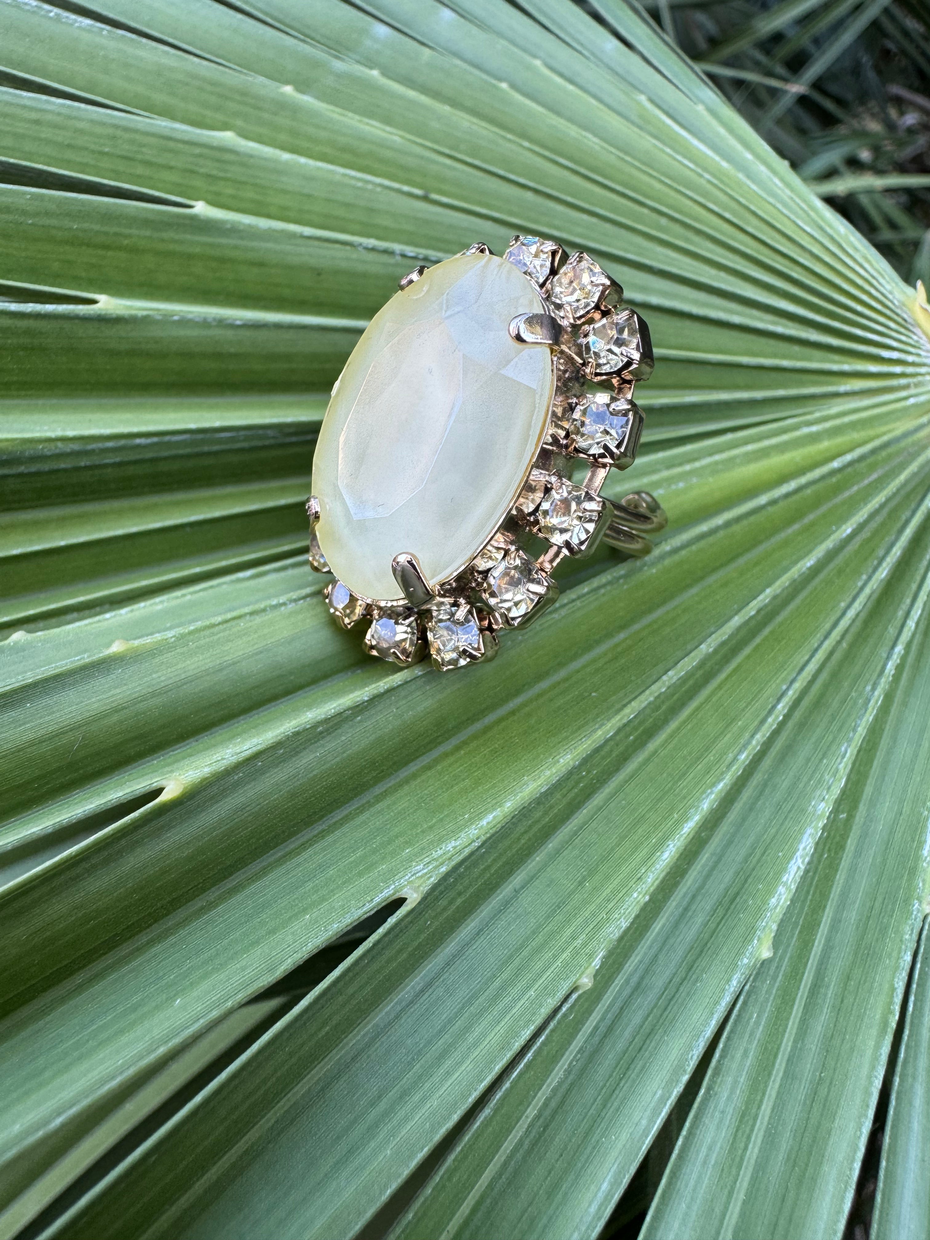 Anello Gemme "Vittoria" - Cristalli citrino e pietra pastello