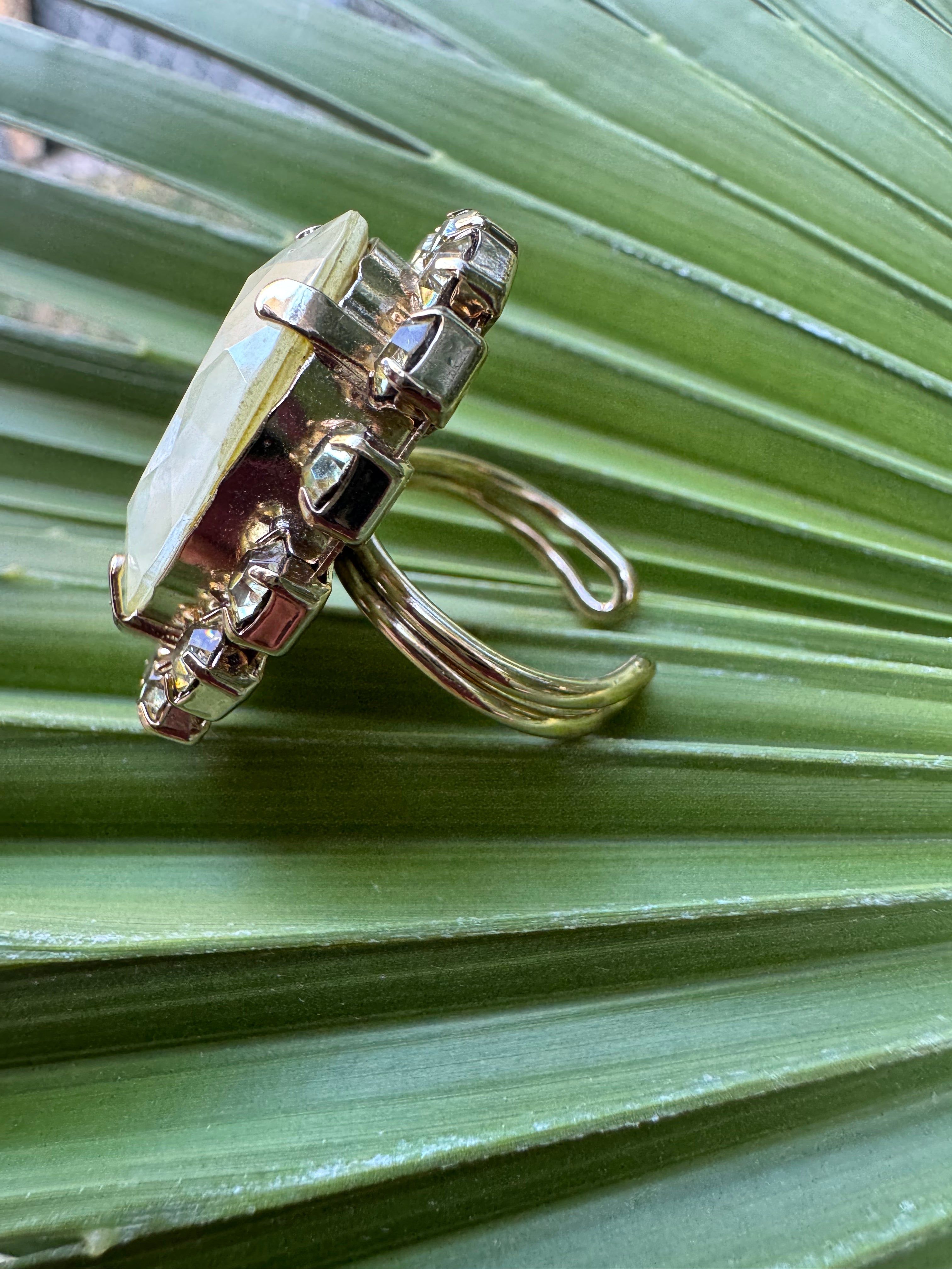 Anello Gemme "Vittoria" - Cristalli citrino e pietra pastello