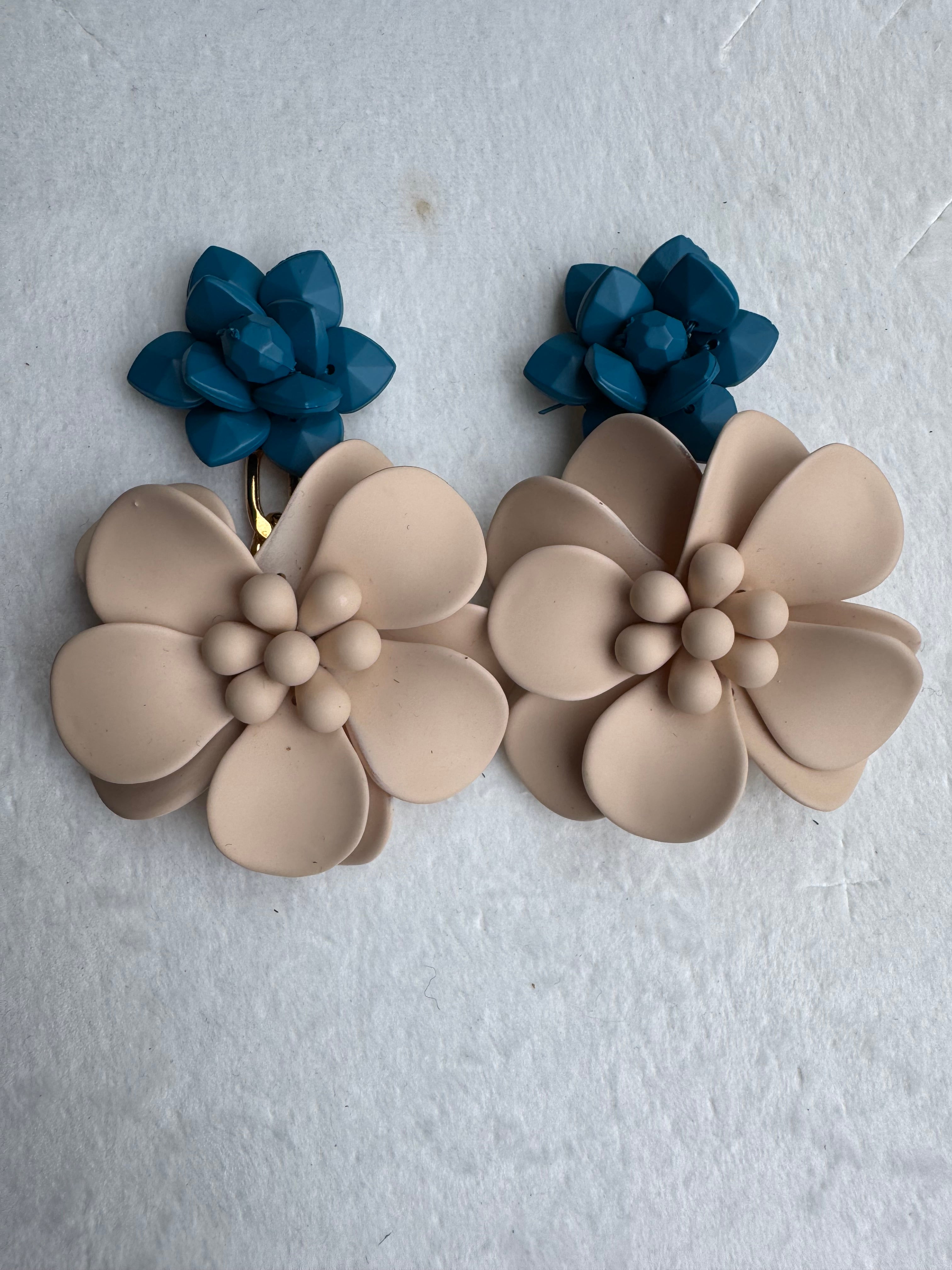 Orecchini Bicolor Beige e Pavone - Magnolia