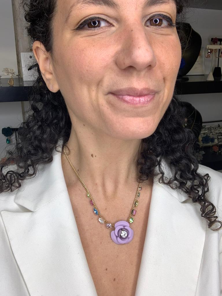 Collier "Peonia" Tropical Decò - Glicine con cristalli multicolor