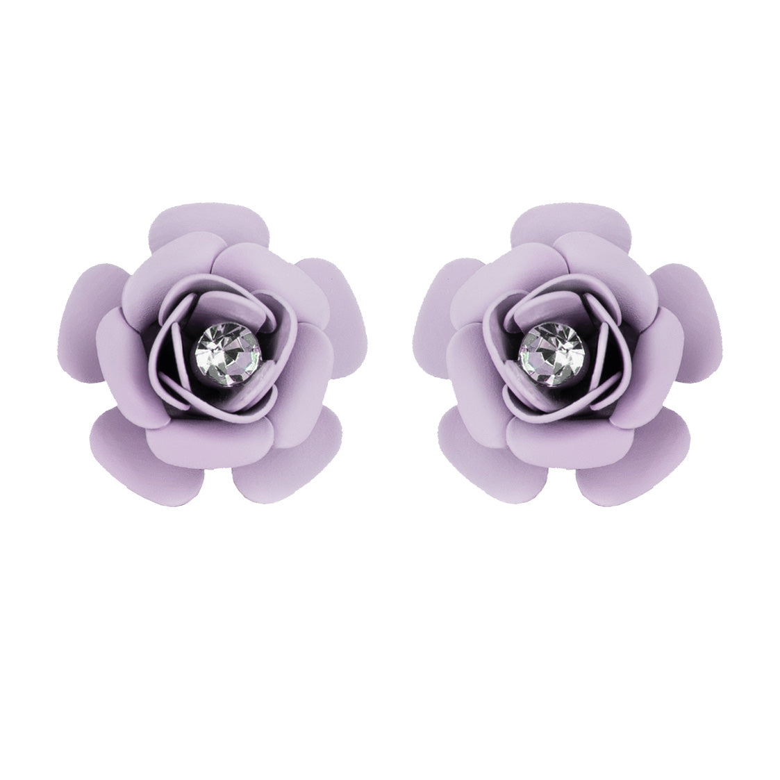 Orecchini a lobo "Camelia" glicine con cristallo
