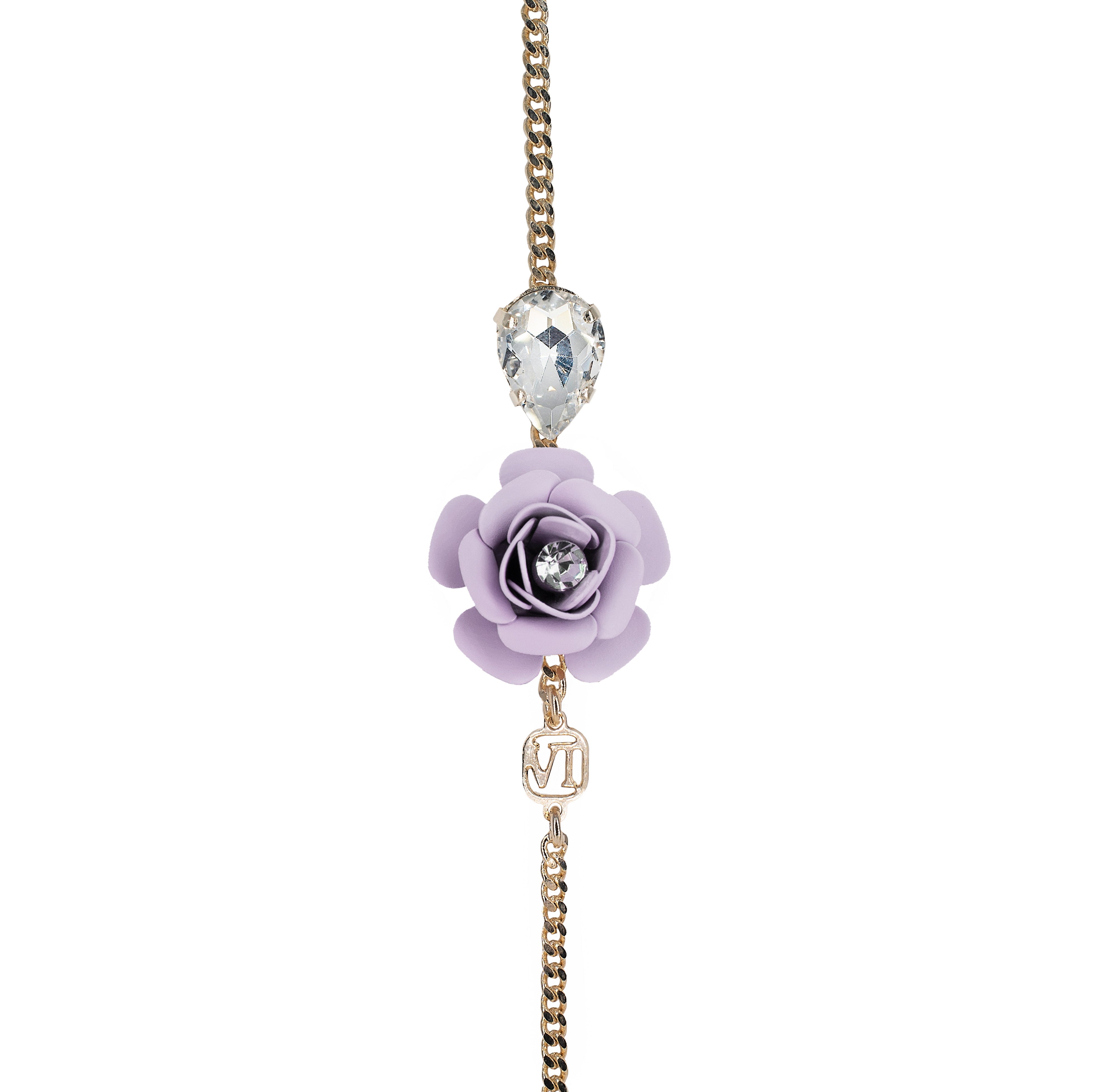 Bracciale Regolabile "Camelia"- Glicine con Goccia in Cristallo