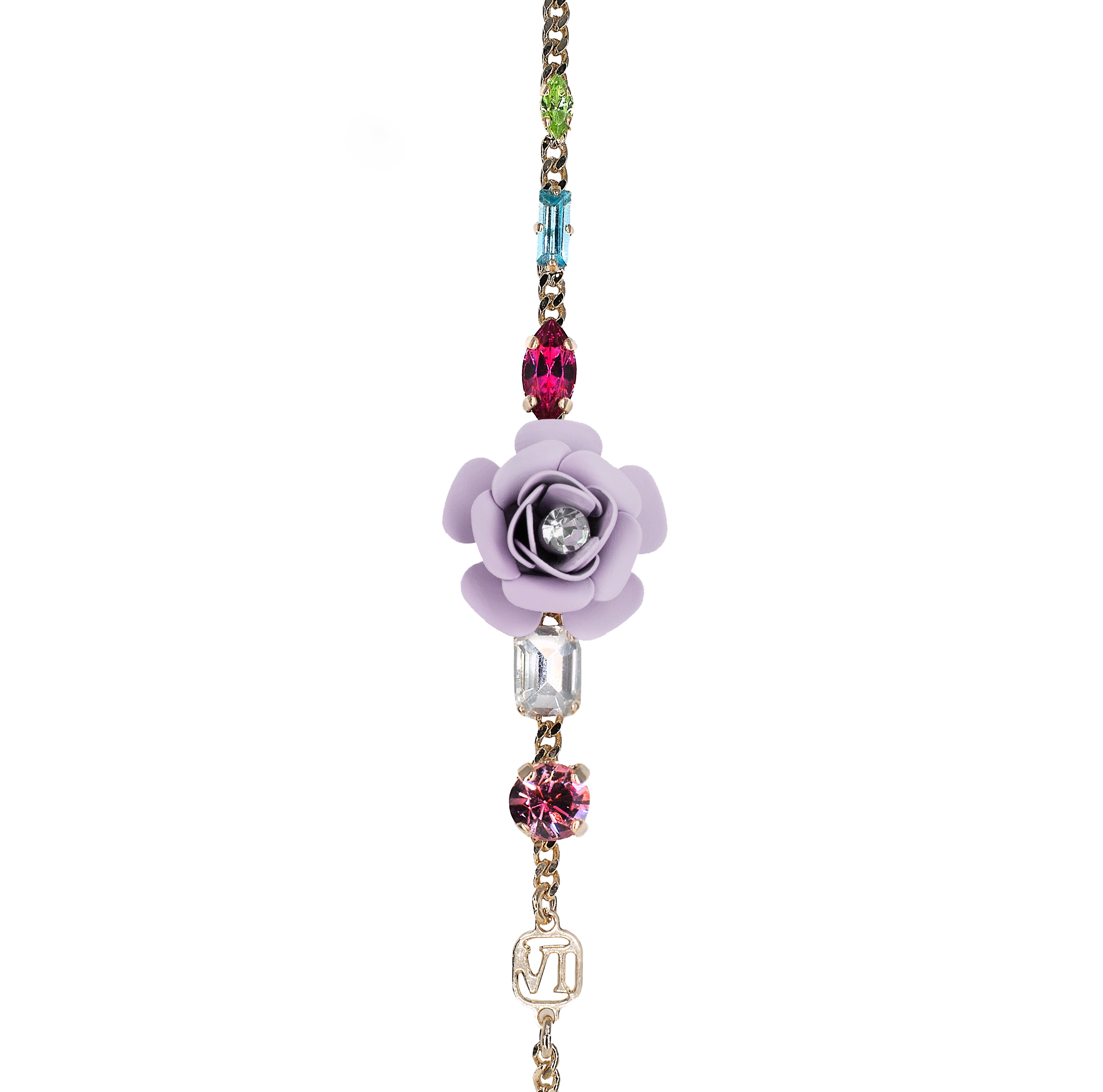 Bracciale Regolabile "Camelia" Tropical Decò - Glicine con Cristalli Multicolor