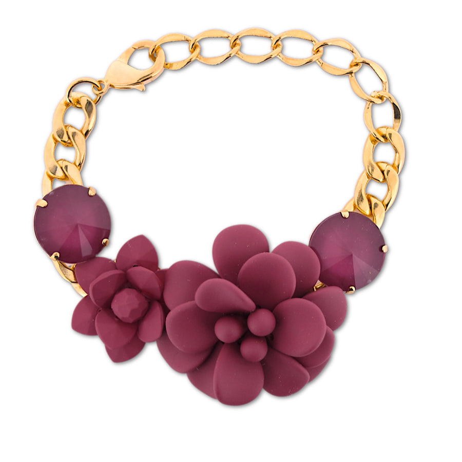 Bracciale Ibisco Ciliegia con Pietre dipinte a mano