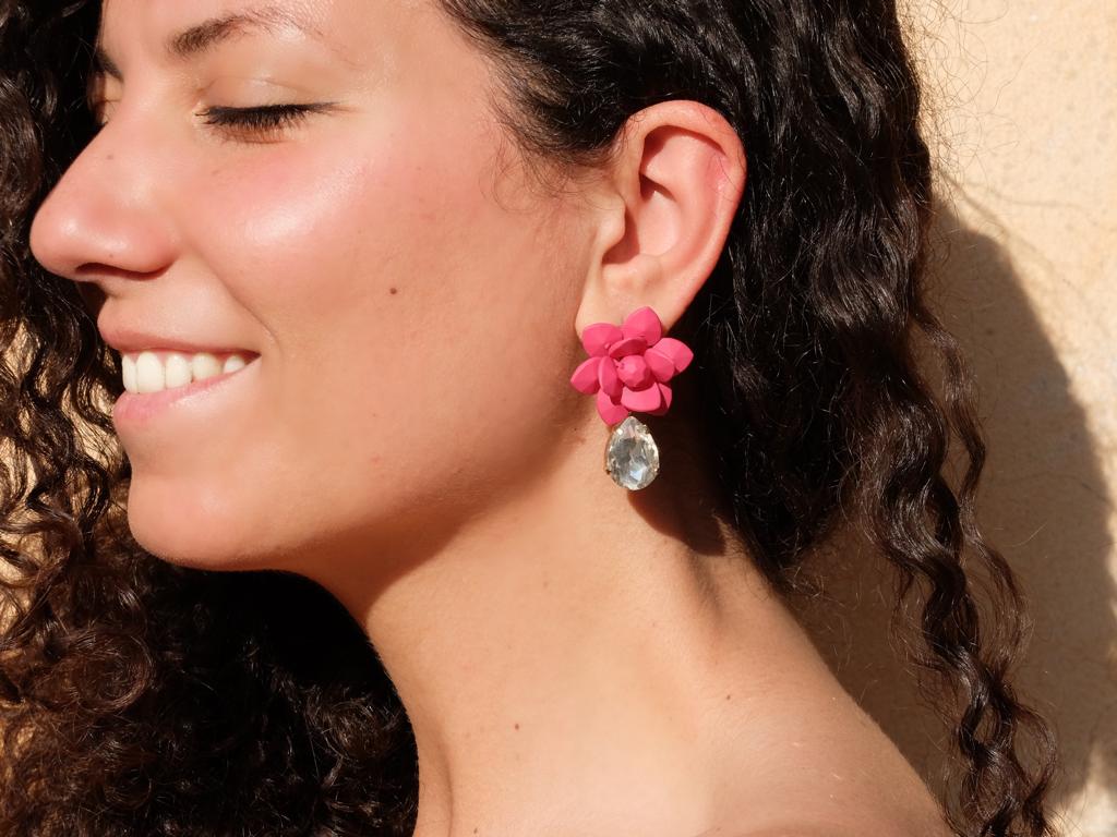 Giglio Fucsia con Pietra Cristallo