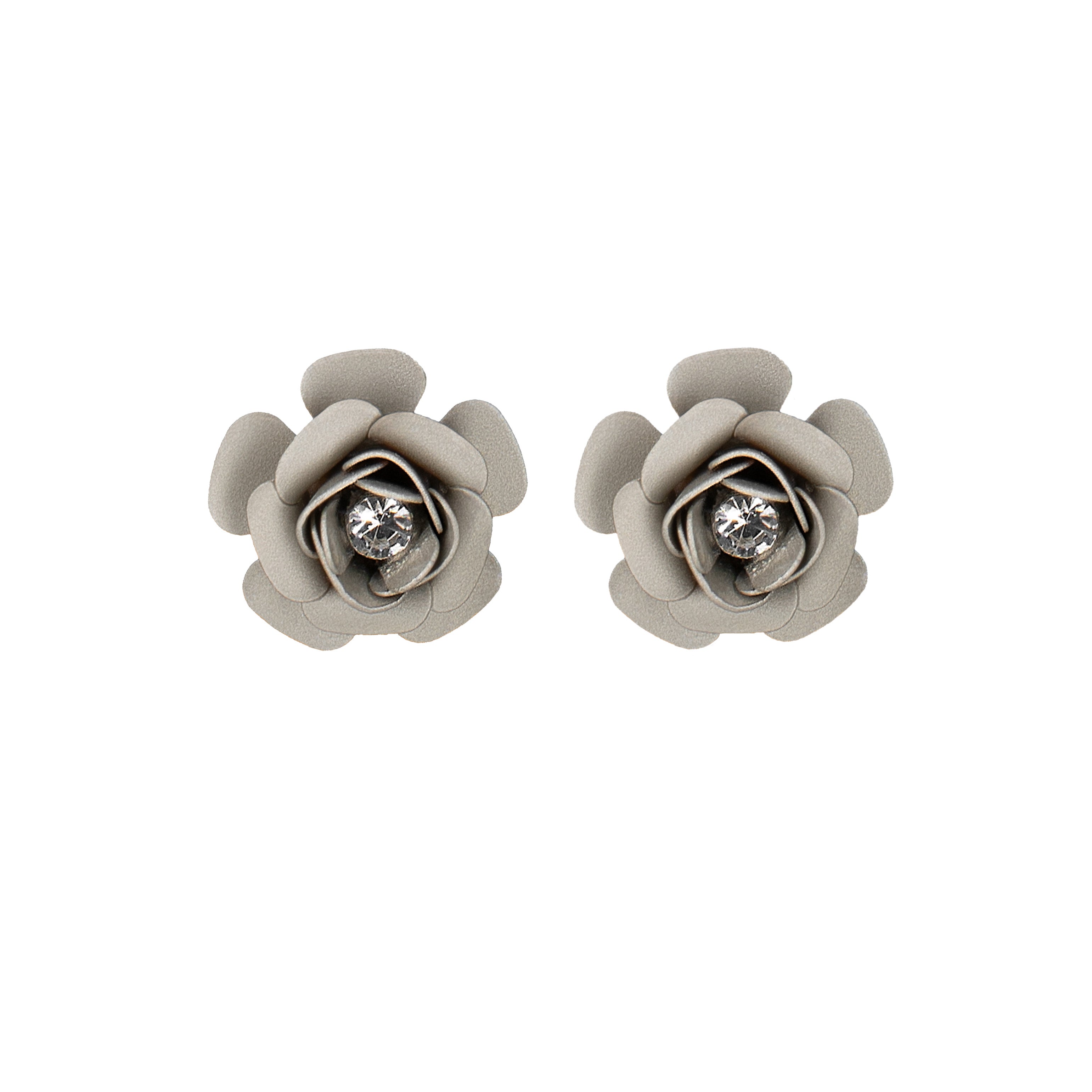 Orecchini a lobo "Camelia" - Platino metallizzato con Cristallo
