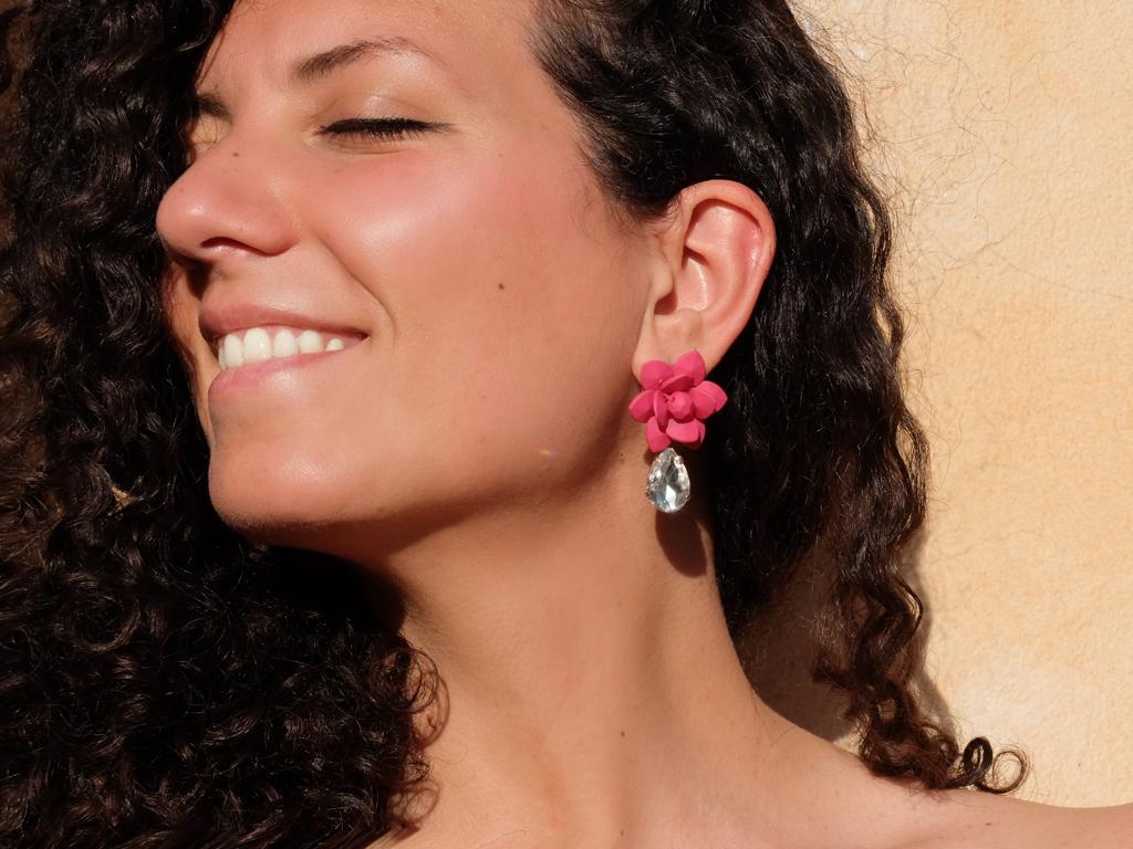 Giglio Fucsia con Pietra Cristallo