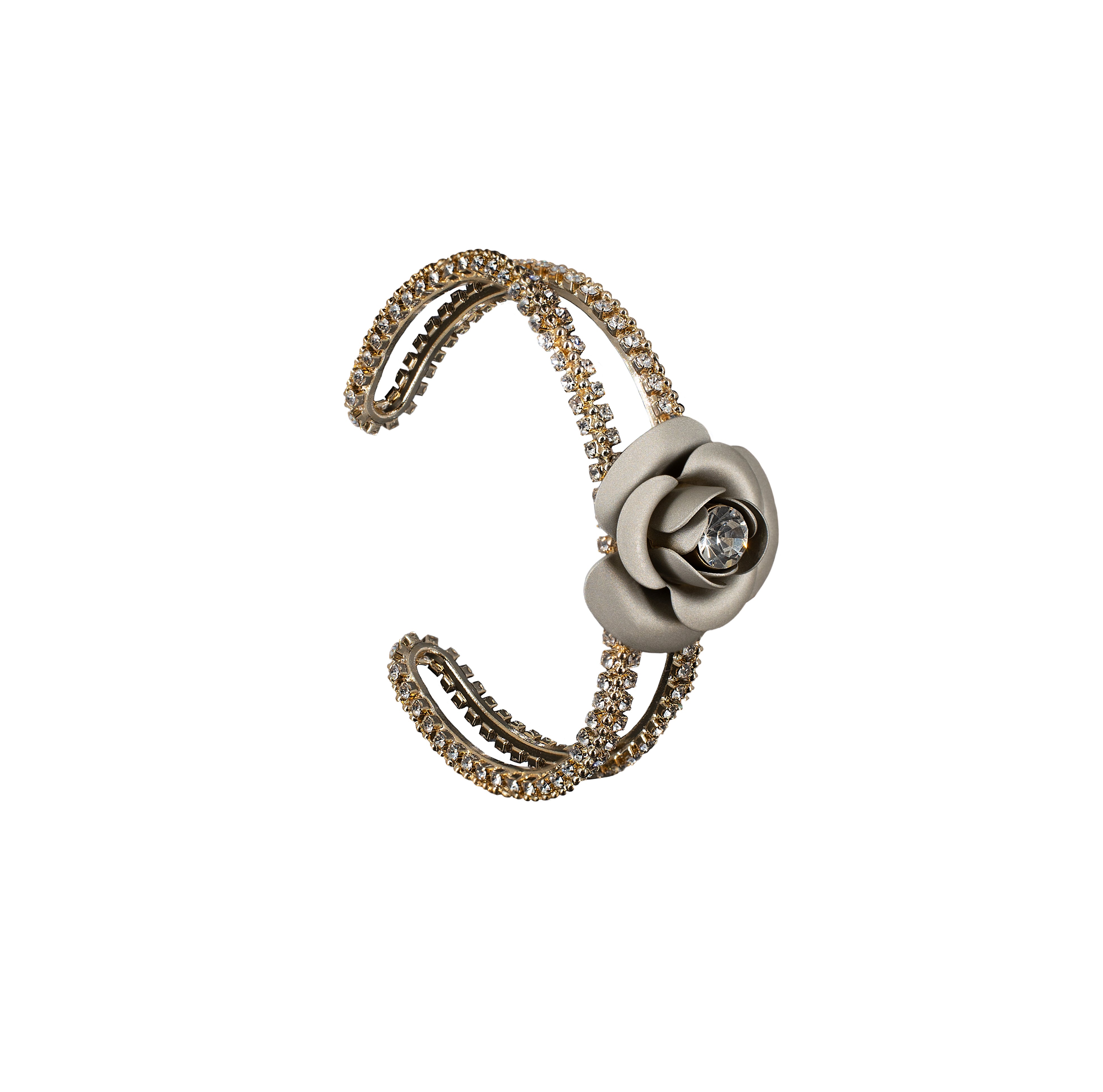 Bracciale Bangle rigido "Camelia" Empire Platino Metallizzato