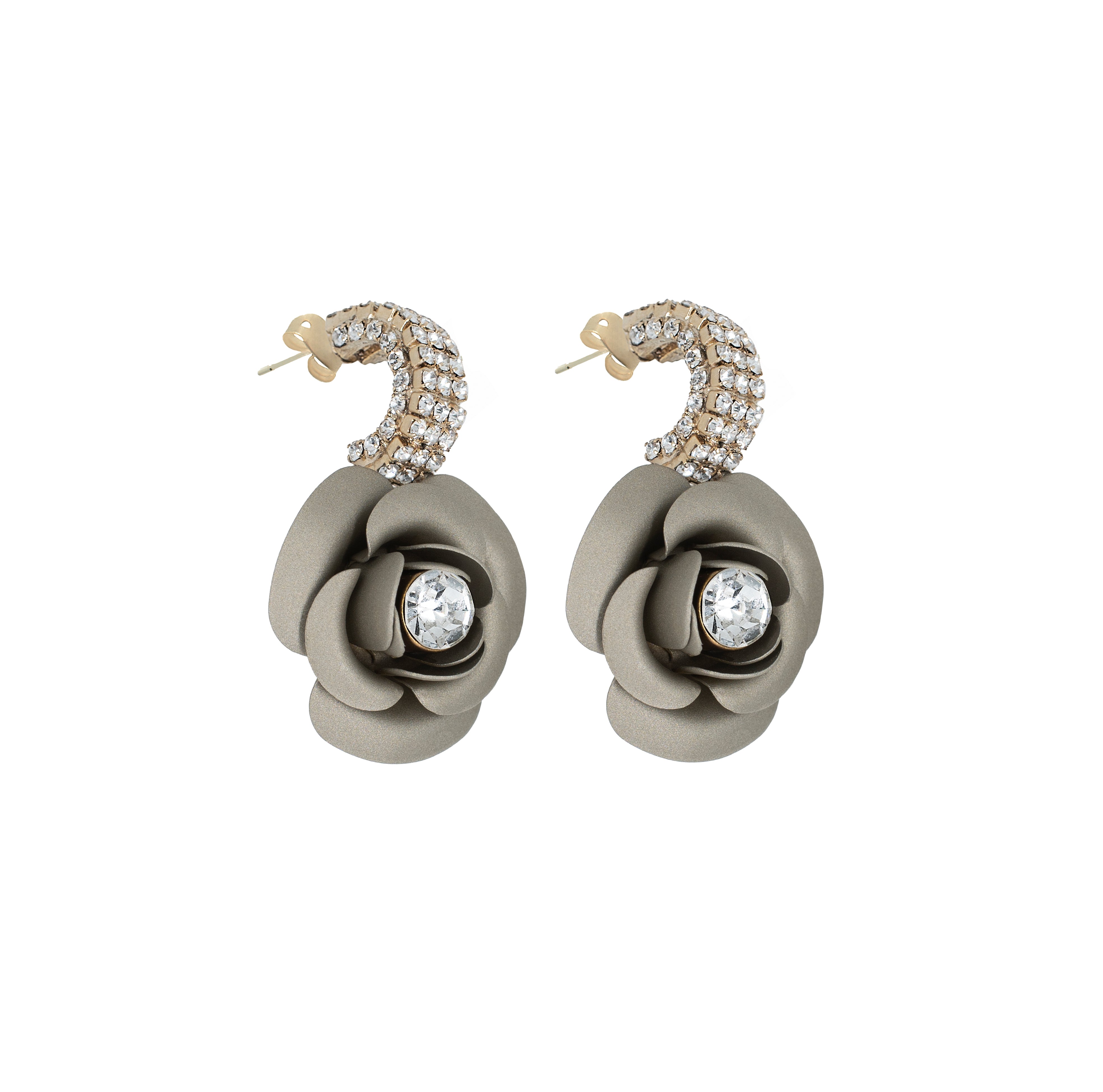 Orecchini Empire "Peonia" pendenti Platino Metallizzato