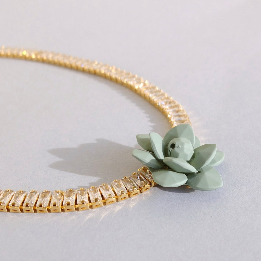 Collier in zirconi Giglio Luce Verde Salvia