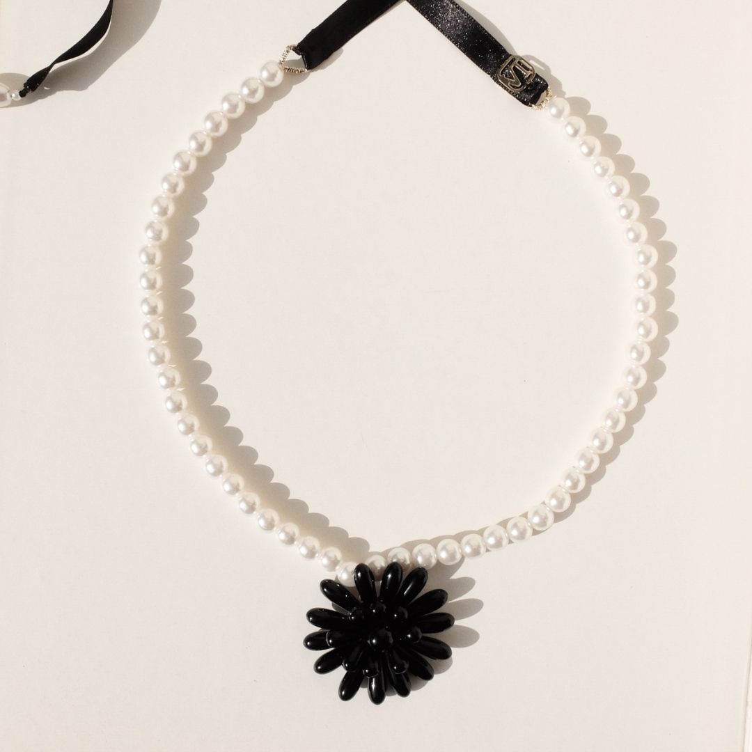 Cornflower Necklace with Pearls