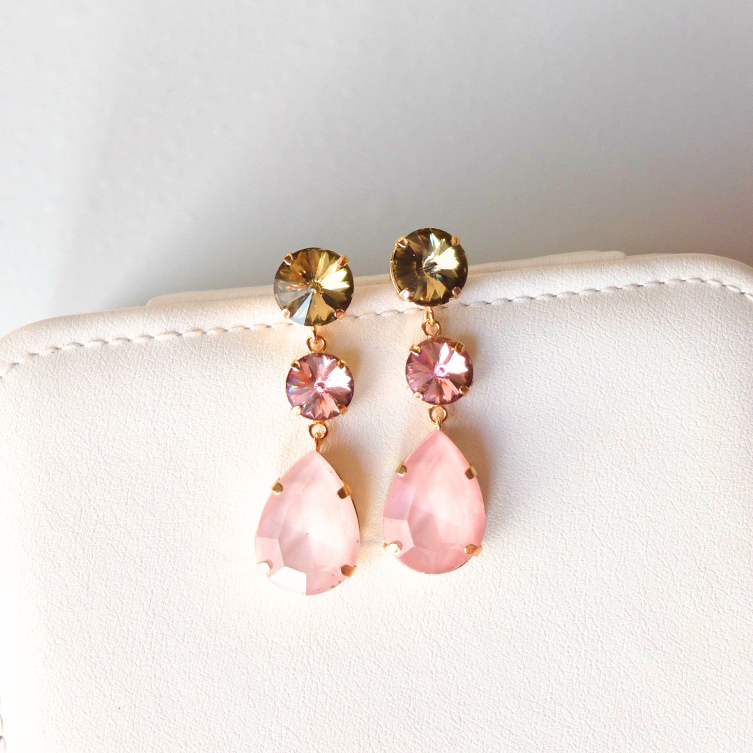 Aba Drops Pink Earrings (hand painted)