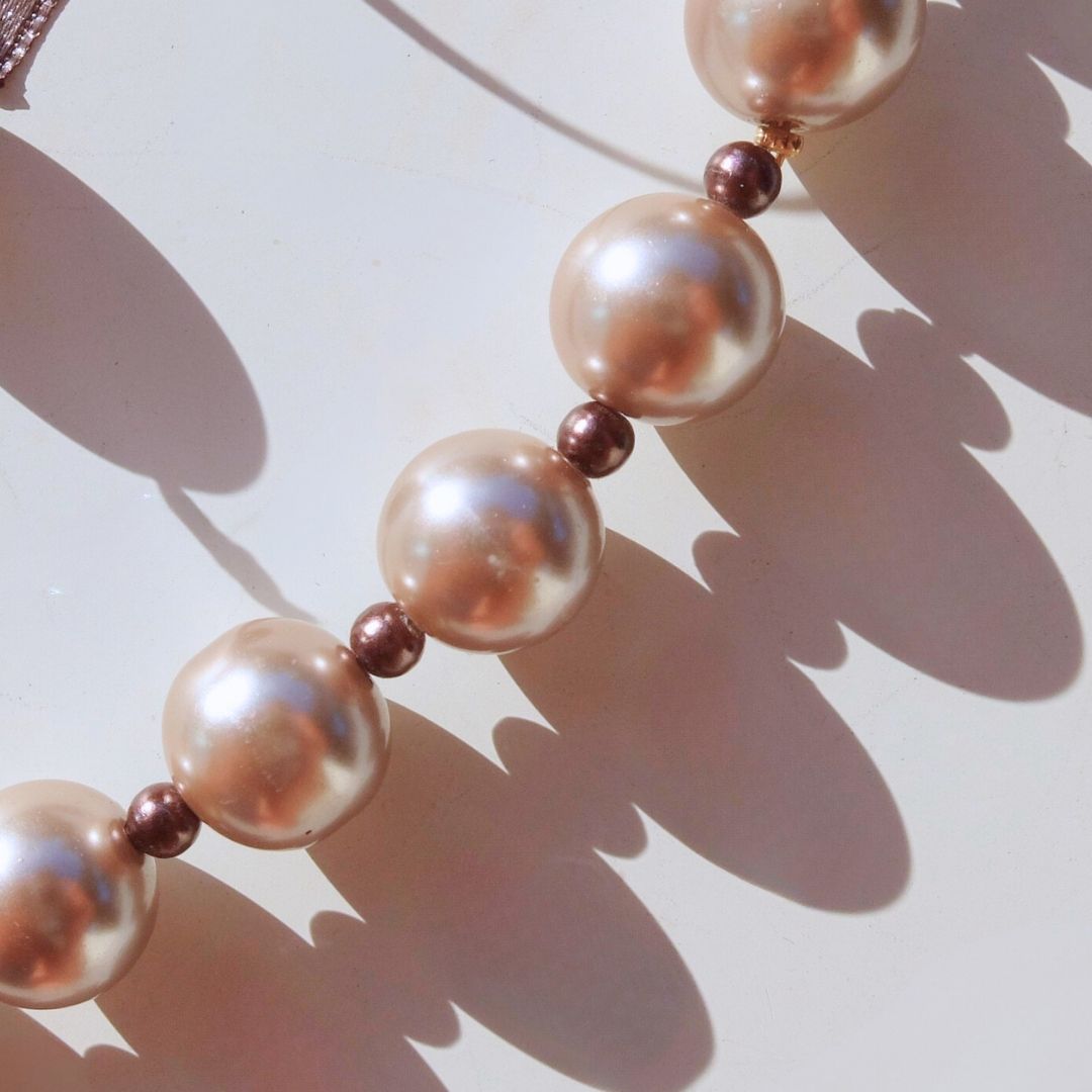 Collana Emma - perle champagne chiaro e mogano