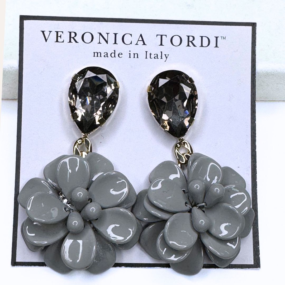 Orecchini Ibisco Grigio Lucido Pendenti con goccia Black Diamond