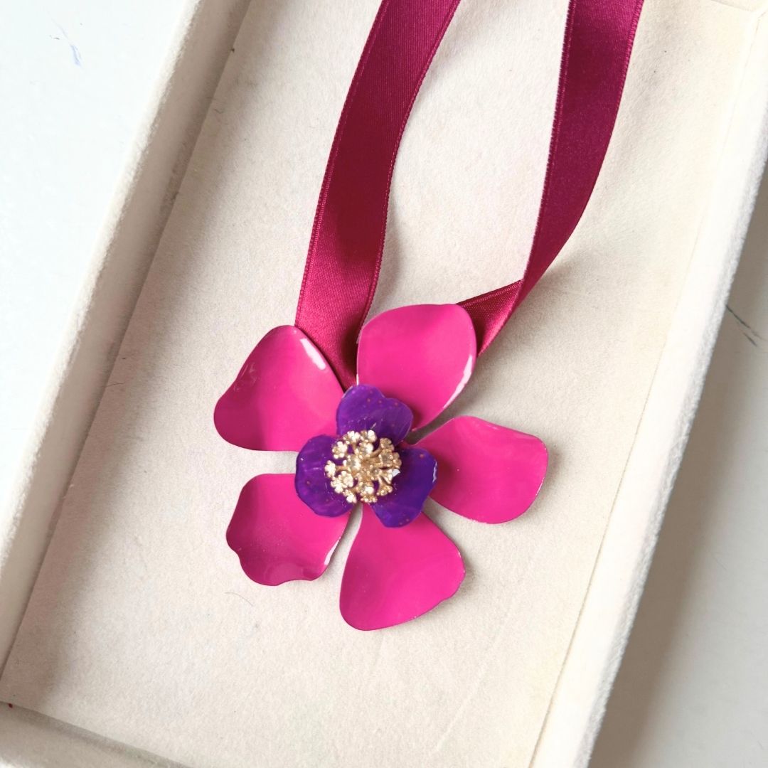 Ciondolo Gelsomino - Ciclamino e viola con cristalli