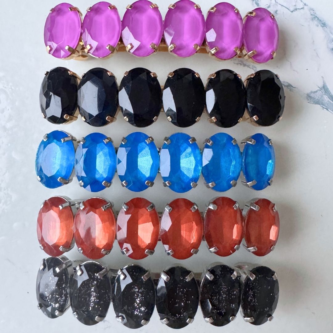 Fermacapelli con pietre dipinte a mano - Ovale maxi