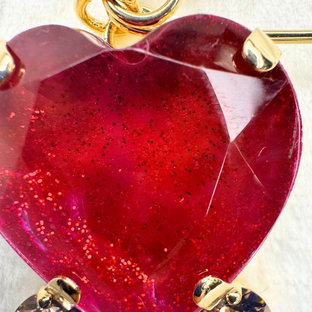Spilla Cuore Matto - Rosso con glitter