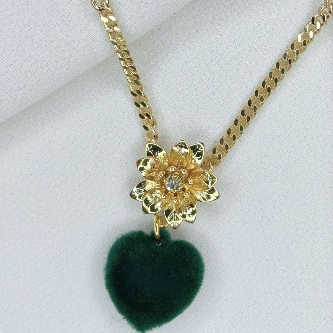 Ciondolo Mini Adele "Cuore" Verde Foresta velluto